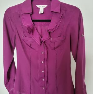 Magenta button down blouse
